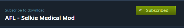 Selkie Medical Mod. On the right, there is a green button with a checkmark that says 